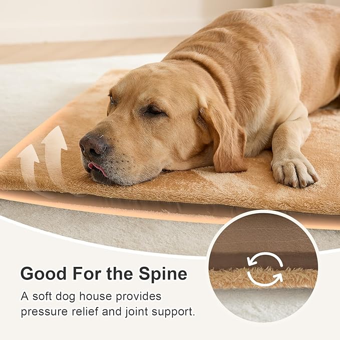 Jiupety 2 in 1 Dog House Indoor, Comfy Cave Bed Covered Dog Bed, Portable House for Medium and Large Dogs, 2XL(35"×27"×26"), Up to 70 Lb, Brown