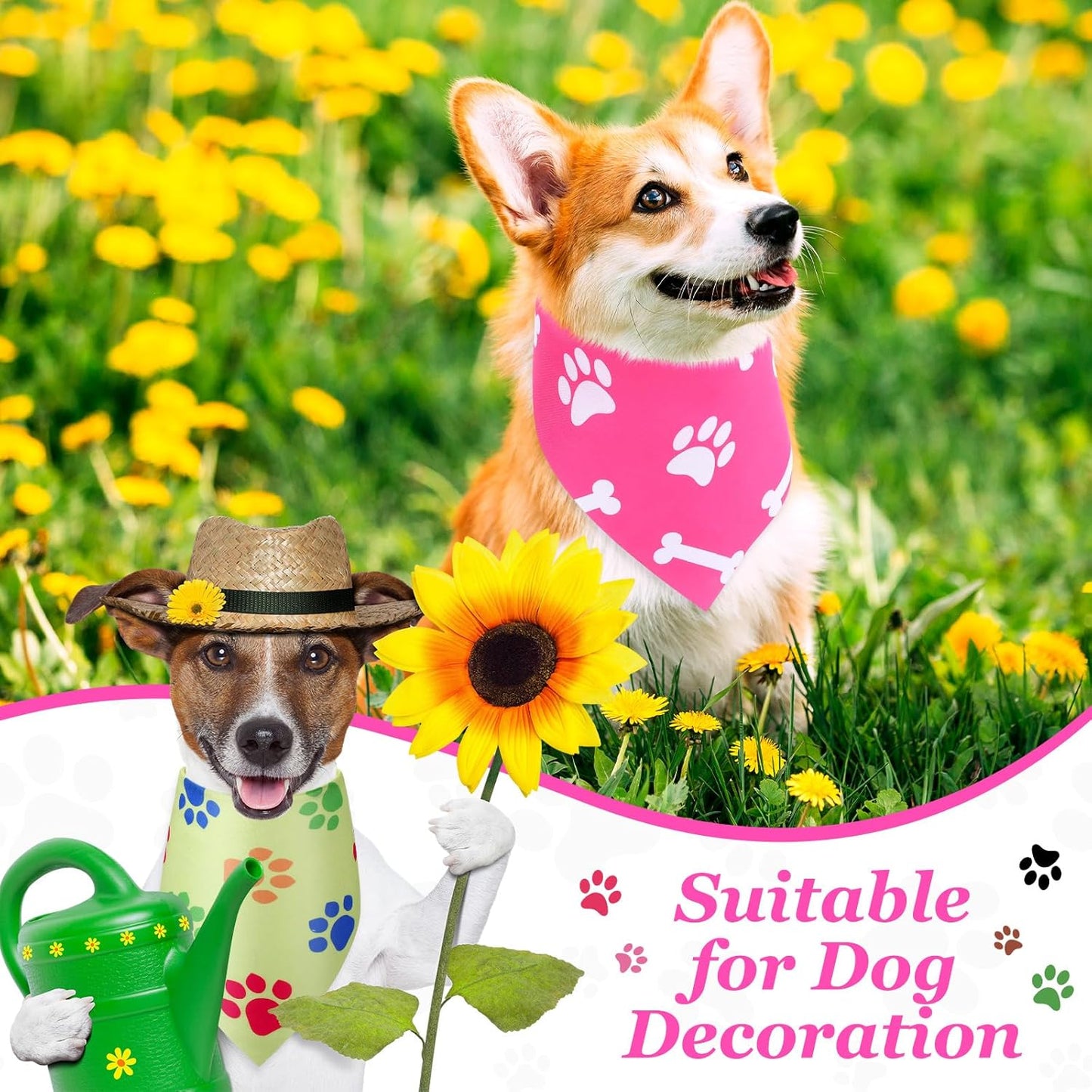 Abbylike 100 Pcs Paw Print Dog Bandanas Bulk Cute Footprint Bandanas for Dogs Triangle Kerchief Bib Scarf for Pets Halloween Party Costume Photo Props Daily Accessories Pet Shops (25.6 x 17.7 x 17.7)