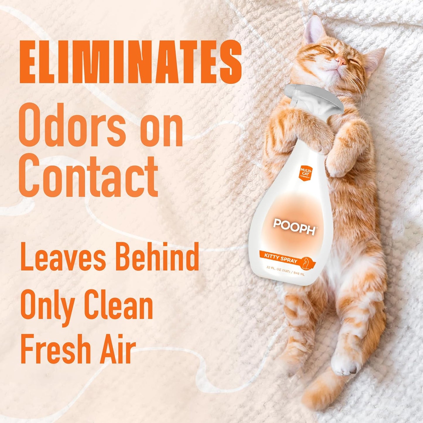 POOPH Kitty Spray - Odor Eliminator, 32oz - Dismantles Odors on a Molecular Basis, Cats, Freshener, Eliminator, Urine, Poop, Pee, Deodorizer, Fresh, Clean, Furniture, Potty, Safe - 2 Pack