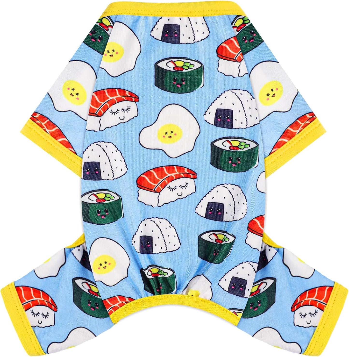 Dog Pajamas Small Sized Dogs Stretchable Summer Dog Clothes Pjs 4 Legs Girl Boy Cute Soft Puppy Outfits Doggie Cat Jammies Jumpsuit Sleeper for Pet (Bread, Small)