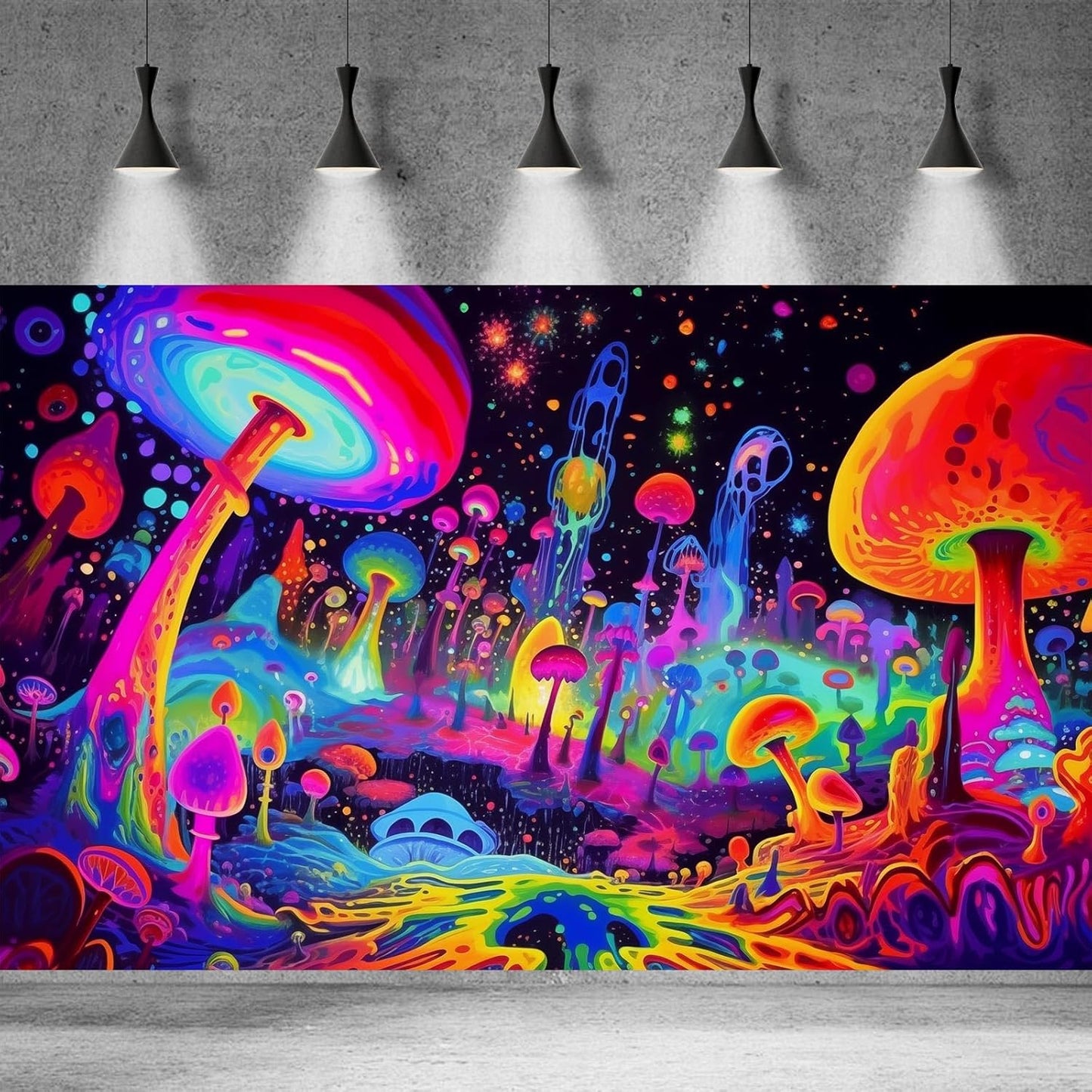 Fantasy Mushrooms Aquarium Background Abstract Mysterious Mushroom Landscape Terrarium Background Amazing Rainbow Mushrooms Theme Fish Tank Backdrop Poster Wallpaper Decorations Vinyl 36x24in