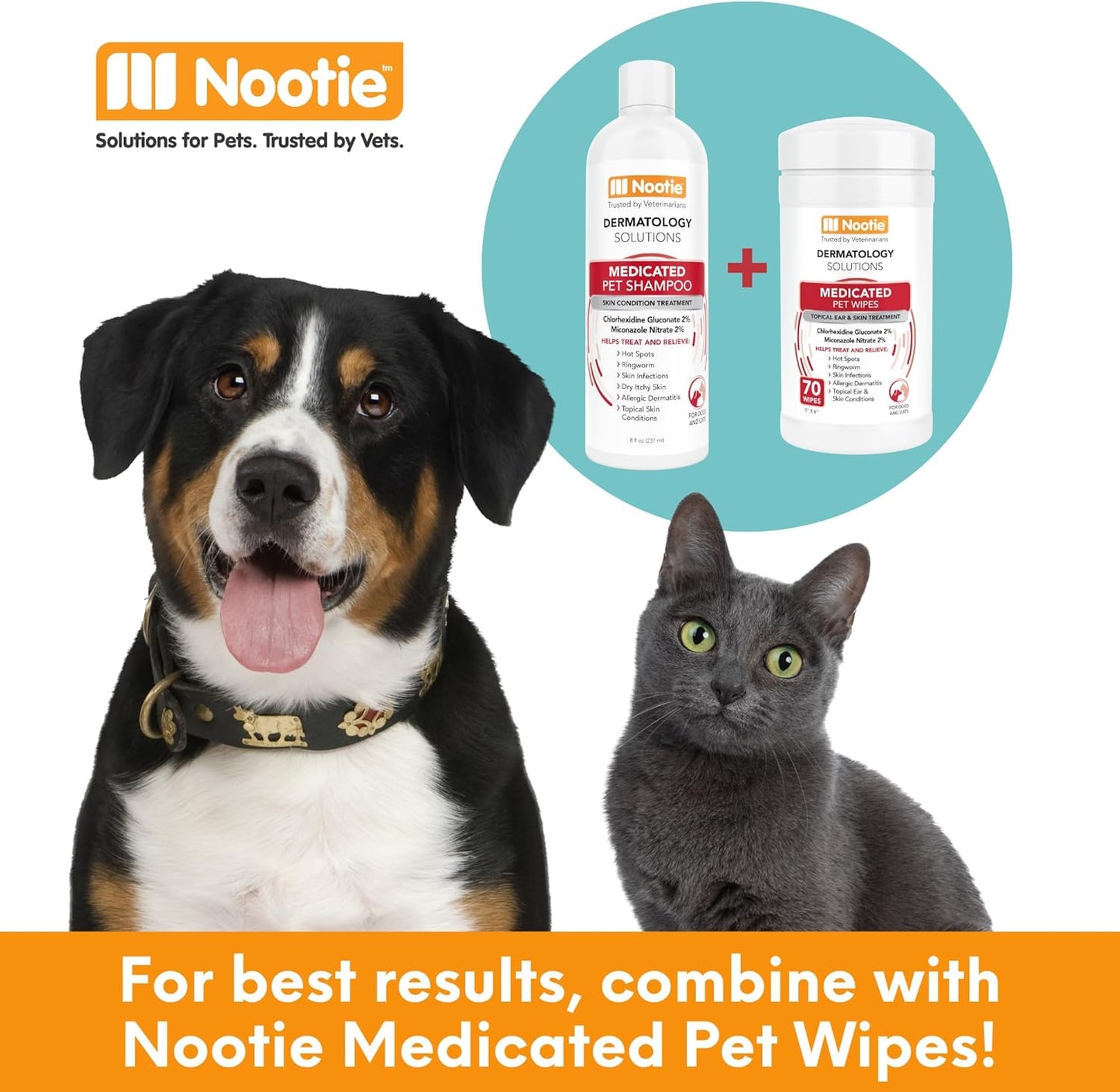 Nootie Medicated Pet Shampoo, Chlorhexidine Dog Shampoo for Itch Relief, Sold in Over 5,000 Vet Clinics & Pet Stores Worldwide- 8oz