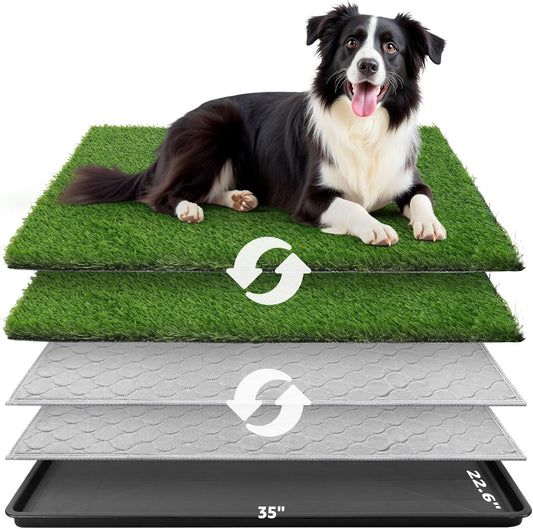 Dog Grass Large Potty Patch, Dog Litter Boxes Artificial Grass Bathroom Turf for Pet Training, Washable Puppy Pee Pad, Perfect Indoor/Outdoor Portable Potty Pet Loo