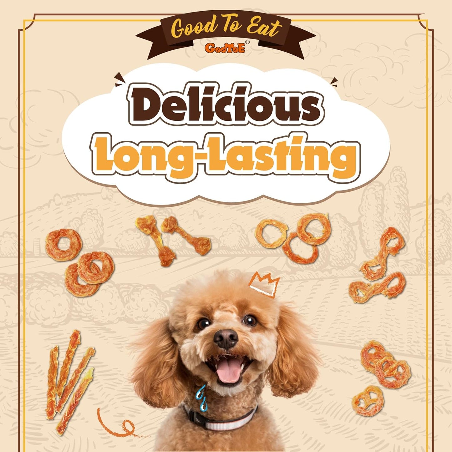 Gootoe Turkey Tendon Dog Treats – 100% USA-Sourced, Natural Snack, Premium Training Chews, Hypoallergenic, Reseal Value Bags, Size for Medium & Small Dogs, Braid (Medium) 3.17 oz/Pack (90gm)