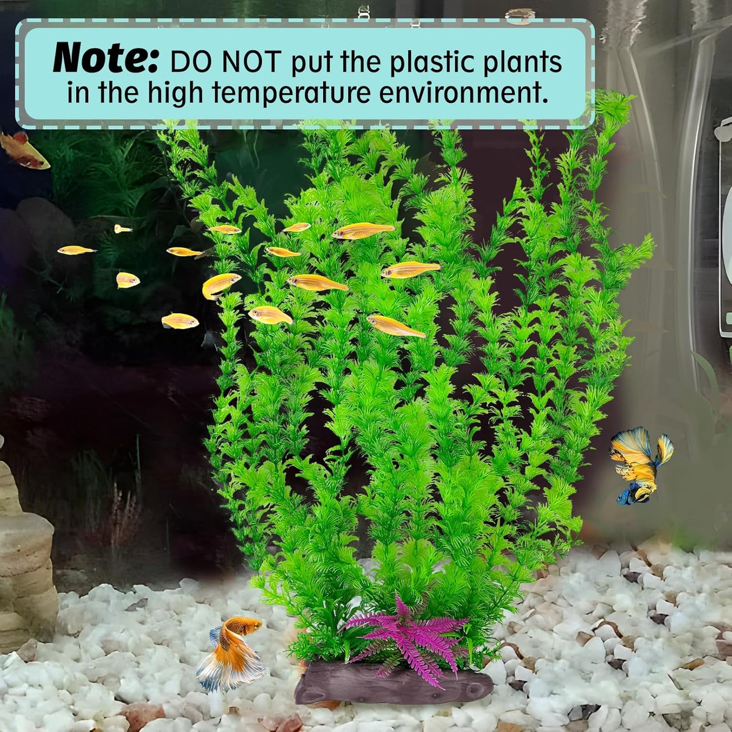 Hamiledyi Aquarium Plastic Plants Aquarium Decor Artificial Fish Tank Plants,Tall Fish Tank Decorations, Extra Large Aquarium Plant 20.4-inch Tall,1PCS