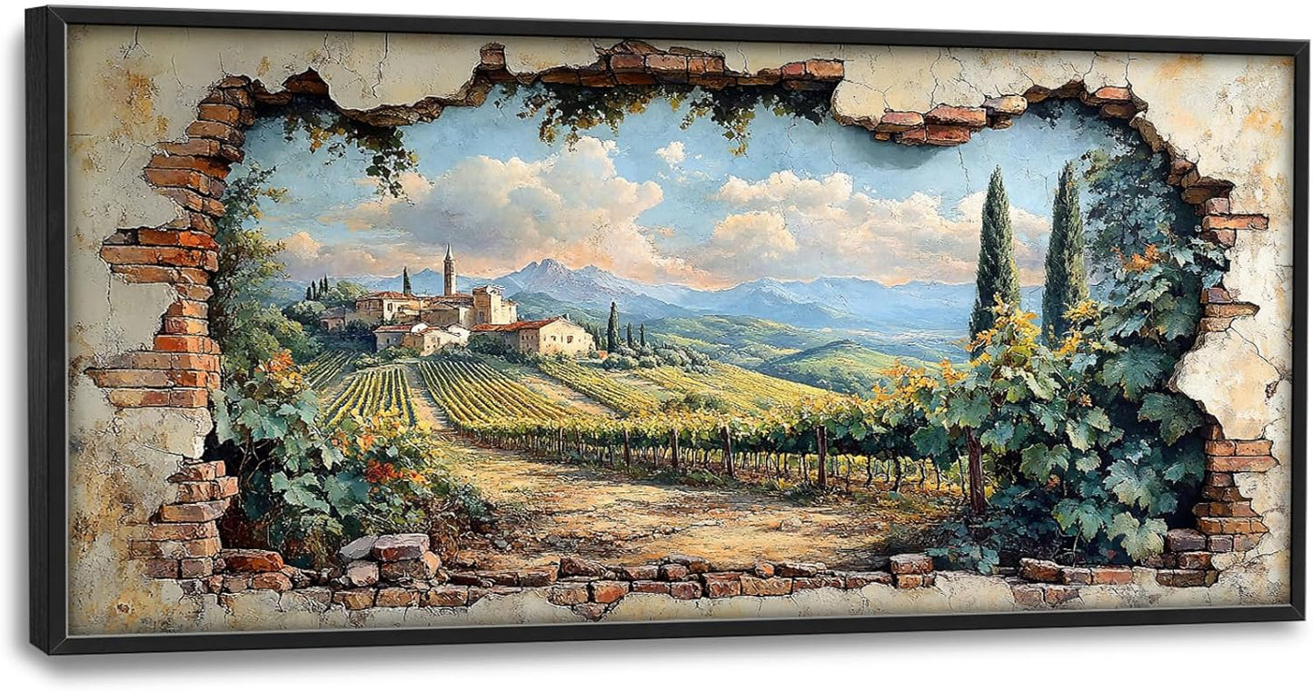 Large Farmhouse Country Landscape Wall Art for Living Room, Rustic Countryside Canvas Oversized Wall Decor, Vintage Scenery Framed Pictures Painting Print Artwork for Bedroom Office 60L" x 30W"