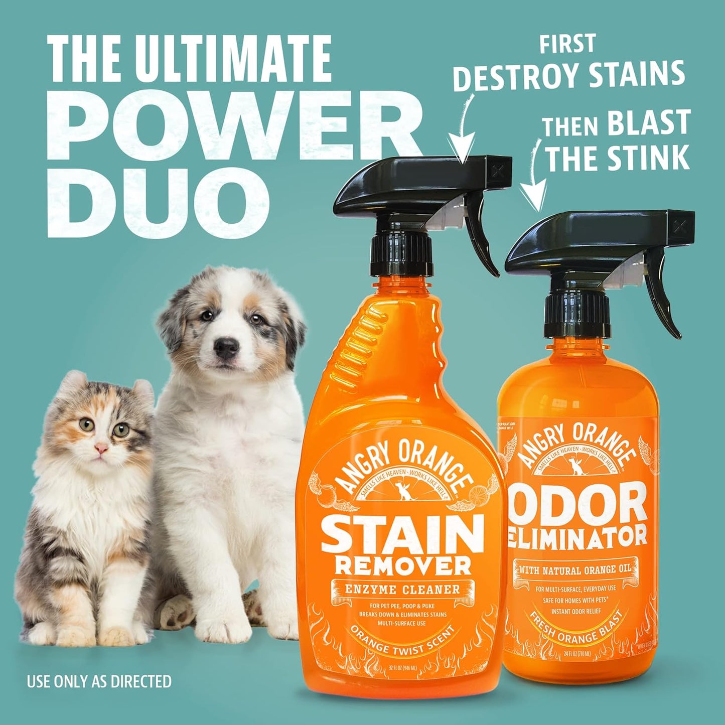 ANGRY ORANGE Pet Stain Remover for Dog Urine and Stains - Enzyme Cleaner - Citrus - Value 2 pack