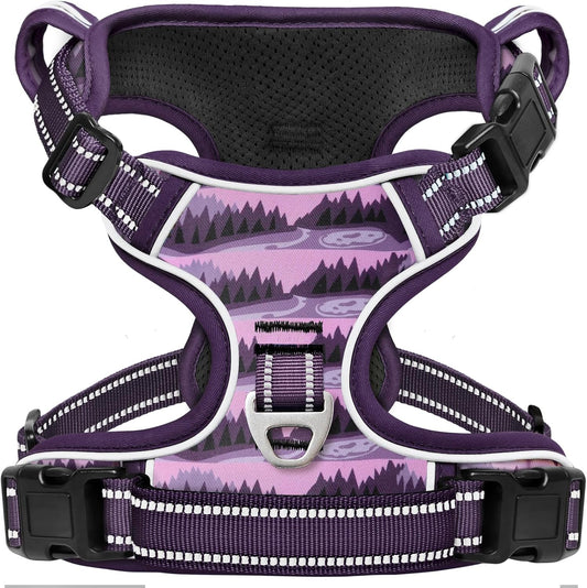 Timos Dog Harness,No-Pull Pet Harness Adjustable Soft Padded Dog Vest,Reflective No-Choke Pet Oxford Vest with Easy Control Handle for Large Dogs,Moon Night,L