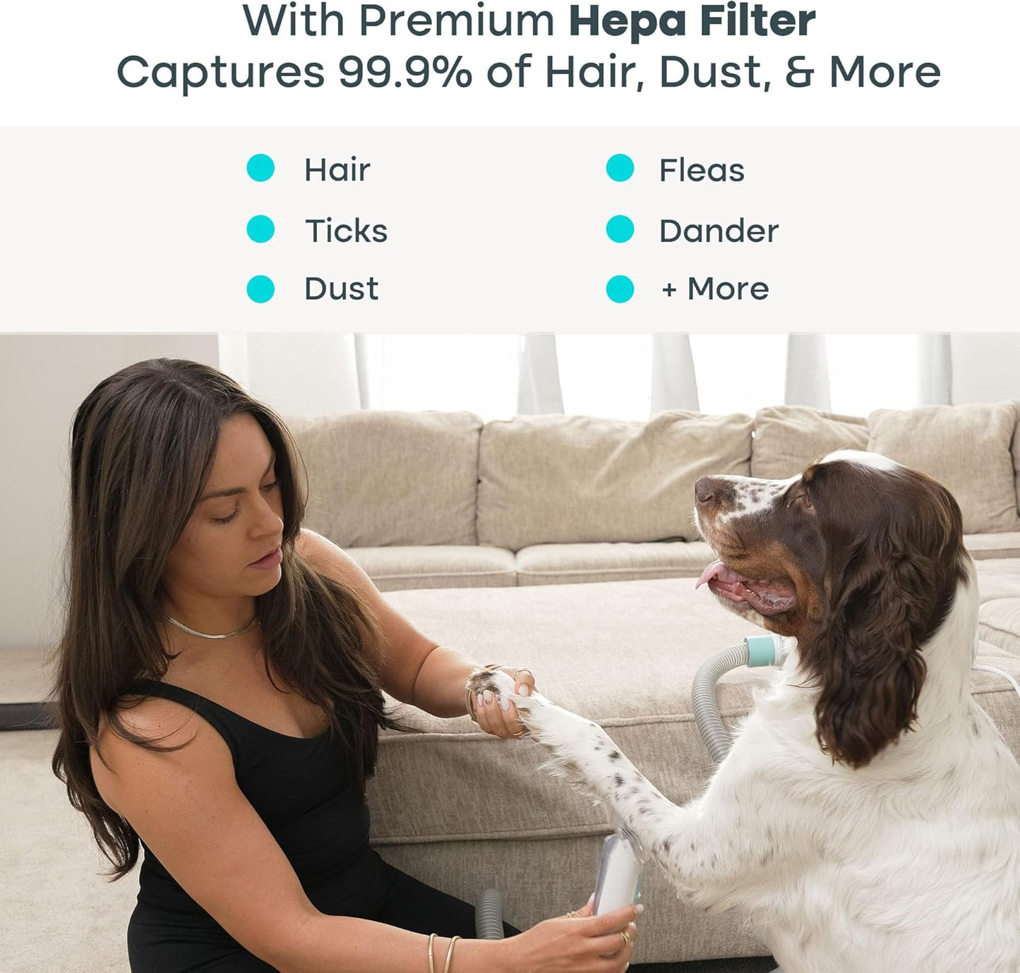 Uproot Clean Pet Groomer Vacuum Kit 7 in 1 - Cat & Dog Grooming Kit with Brush, Detangle, Deshed, Trim, Clean, & Dry Attachments - Complete Cat & Dog Grooming Vacuum for Shedding Pets