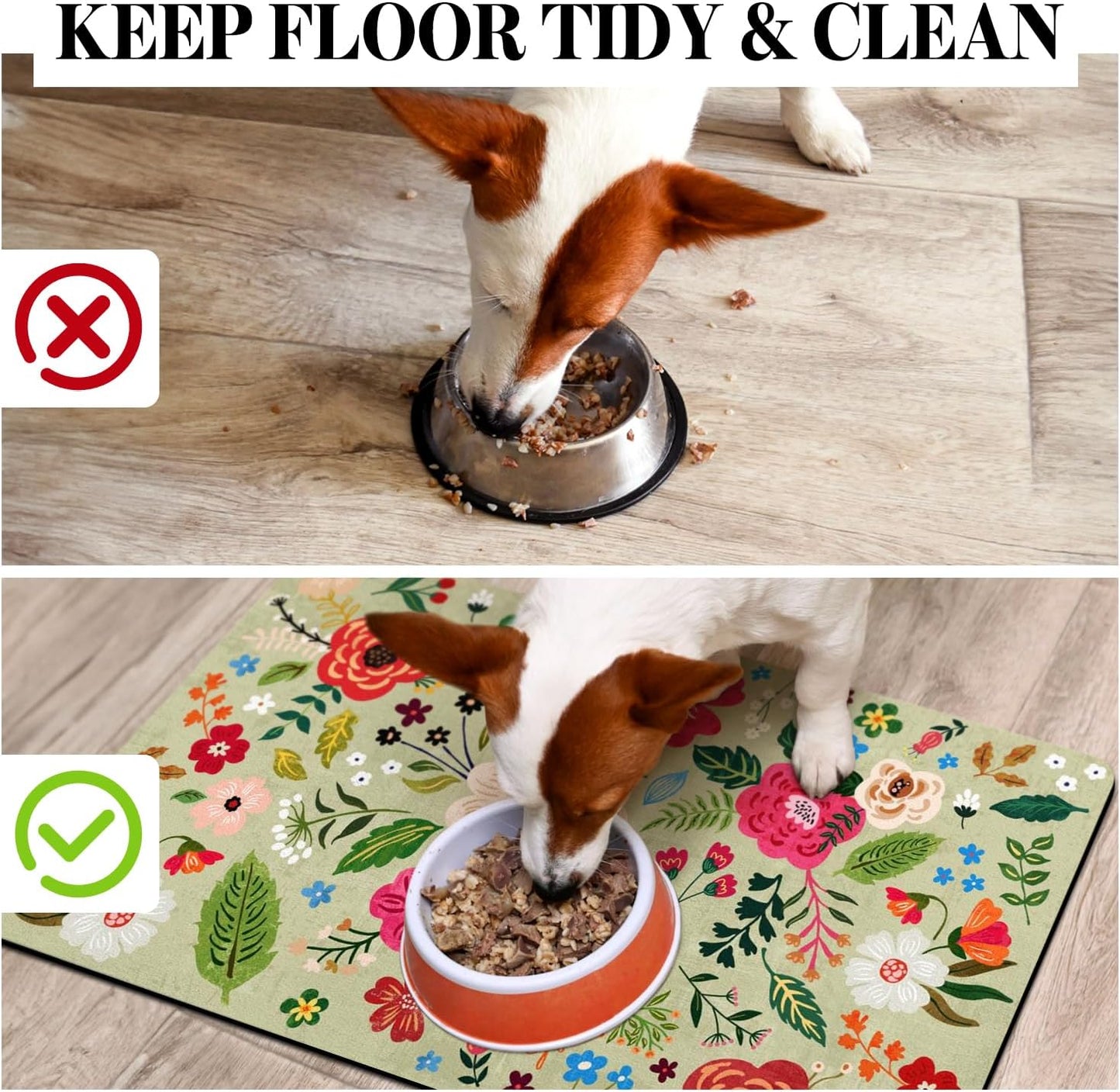 Eco-Friendly Pet Supplies: 17"x30" Absorbent Quick Dry Dog Bowl Mats for Food and Water Dispenser, Cat Food Mat