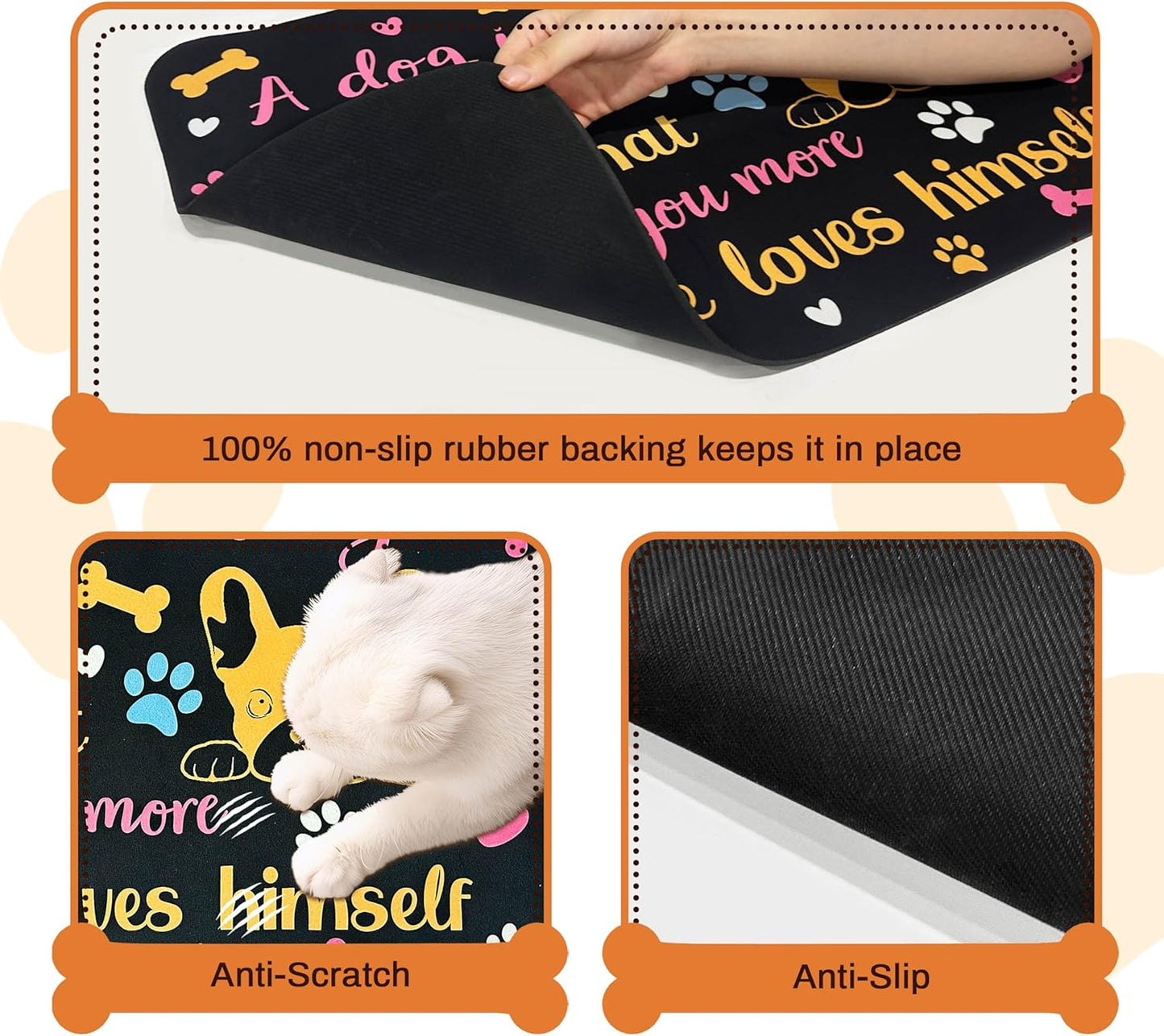 Pet Feeding Mat for Floors Waterproof Dog Mat for Food and Water Absorbent Quick Dry Non Slip mat for Cat Bowls