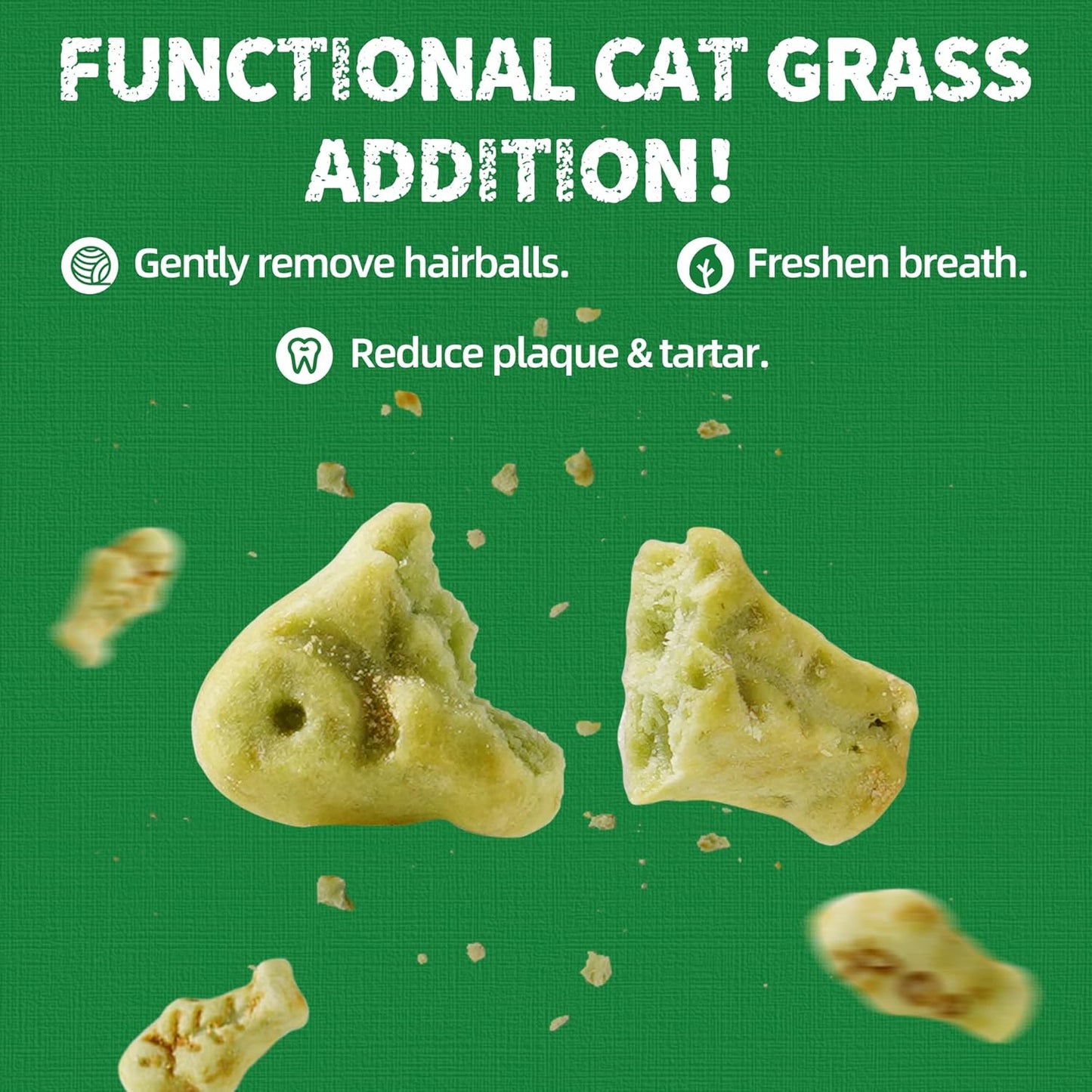 Just Try 36 OZ Cat Treats for Indoor Cats Hairball Control Natural Salmon Healthy Cat Grass Treats Kitten Snacks Training Biscuits Catnip for Cats Dental Care