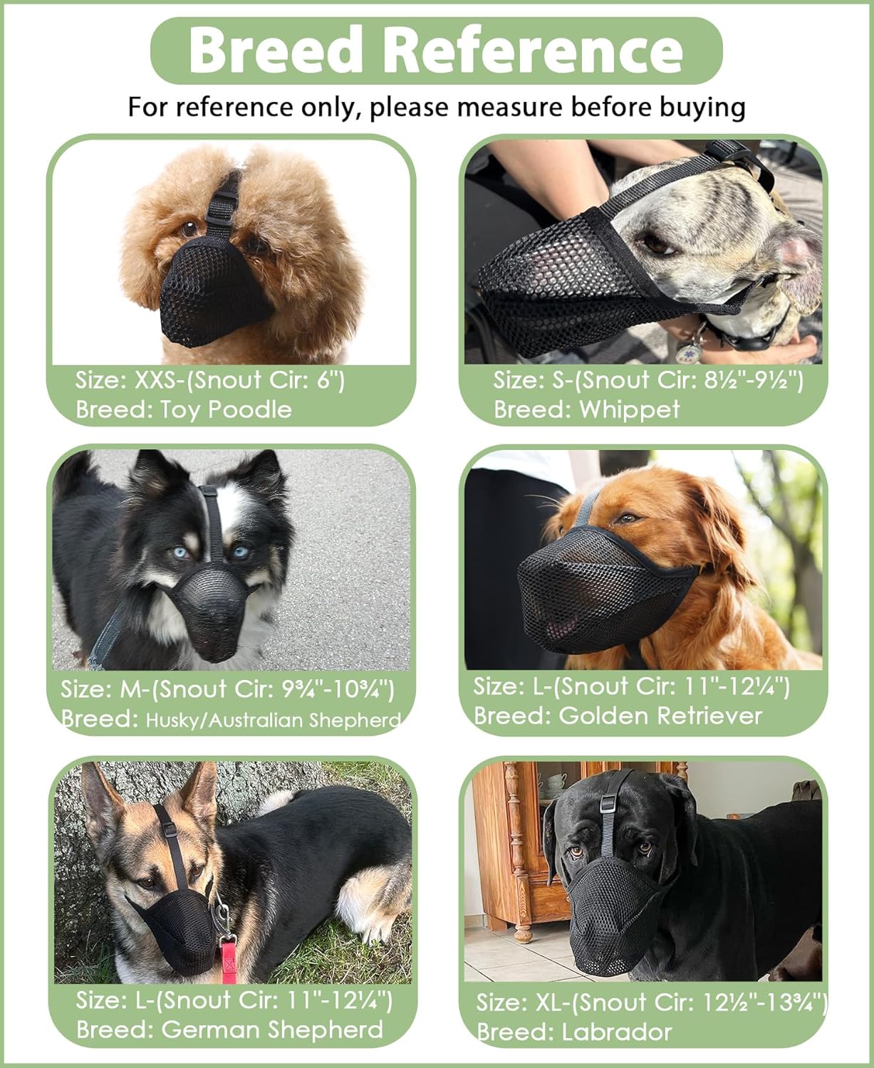 Mayerzon Dog Muzzle, Patented Soft Mesh Muzzle for Small Medium Large Dogs for Scavenging Biting Licking and Chewing, Allows to Pant and Drink (XL, Black)