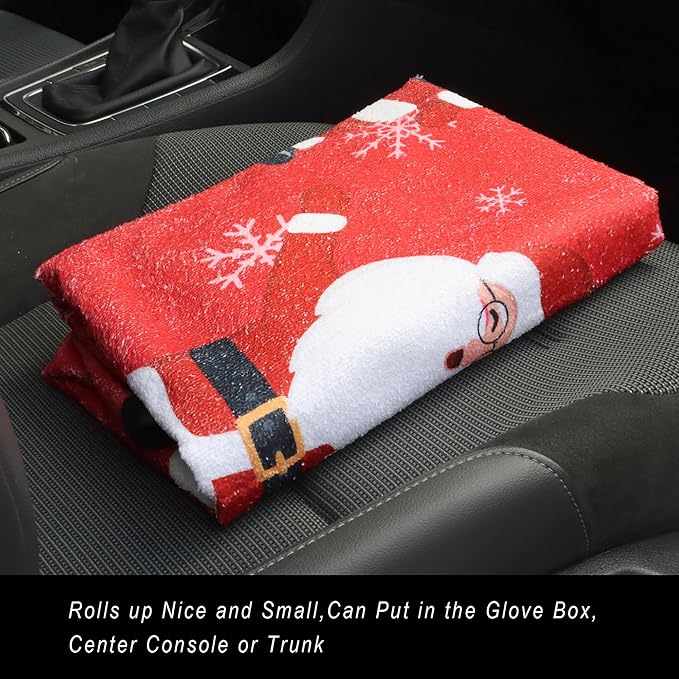 Car Seat Cover Protector Front Seats,for Gym Workout,Running,Swimming,Beach and Hiking,Waterproof Sweat Towel Bucket Seat Covers for Cars SUV Trucks (Santa Claus, 2Pcs)