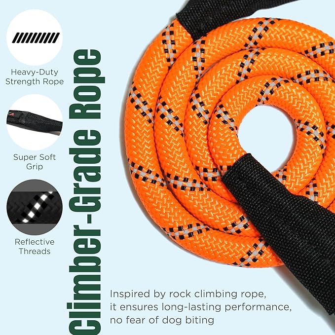 Dog Seat Belt for Car | Universal Dog Car Seatbelt | Durable Reflective Rope with Clip Hook Latch, Buckle and Carabiner- Safe and Secure Pet Safety Restraint (Orange)