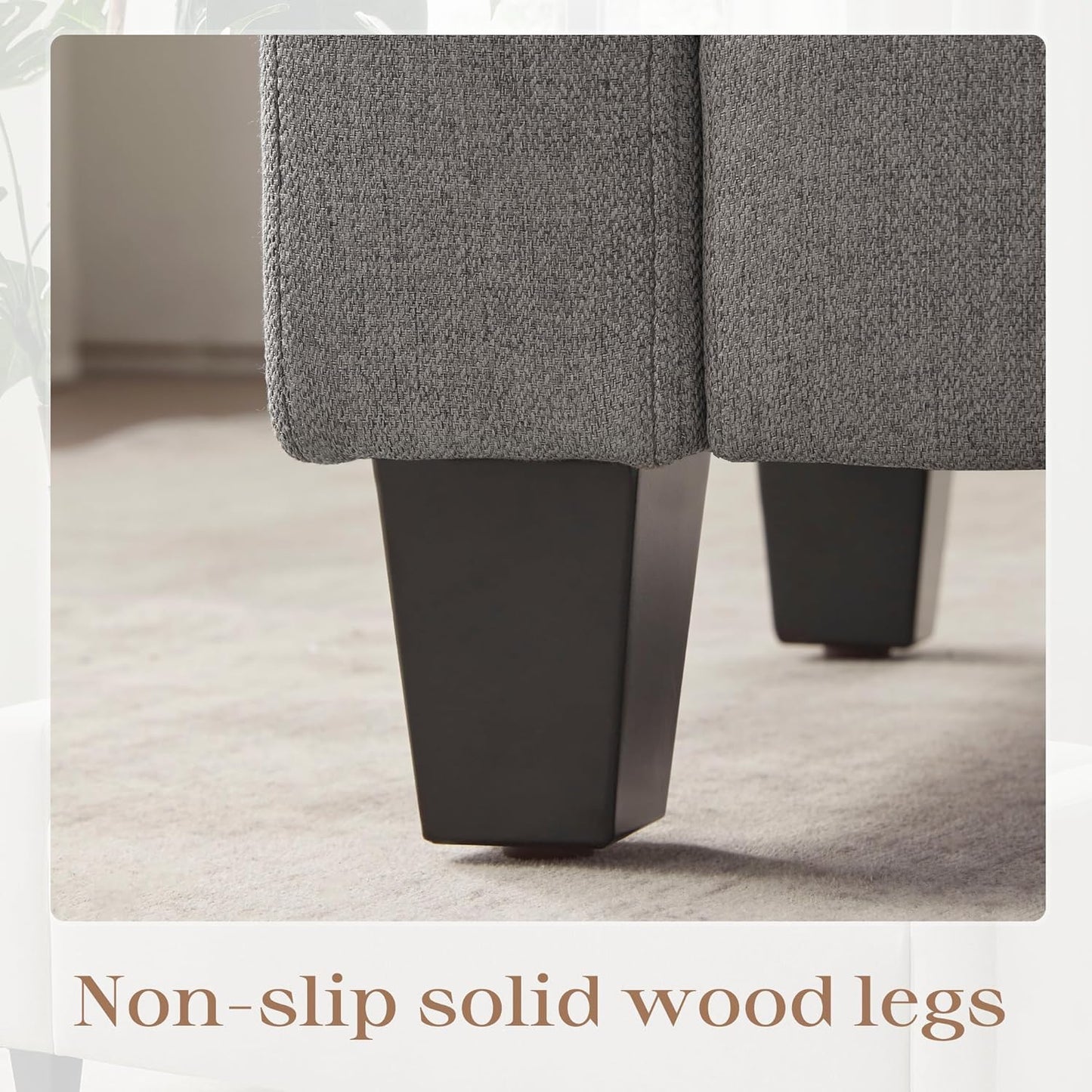 Ottoman with Storage, 48.8" Fabric Storage Ottoman Bench with Hinge, Bedroom Bench, Upholstered Benches with Seating for Living Room, Entryway (Grey)