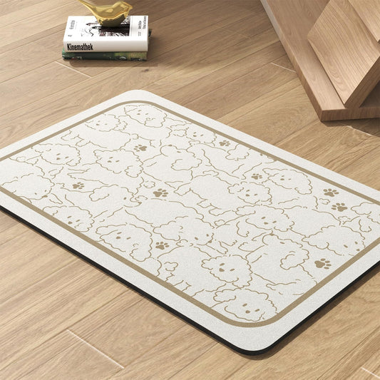 Pet Feeding Mat-Absorbent Dog Mat for Food and Water Bowl-No Stains Quick Dry Water Dispenser Mat-Dog Accessories Pet Supplies-Bowl for Messy Drinkers（FRAMEDOGS,17"x28"