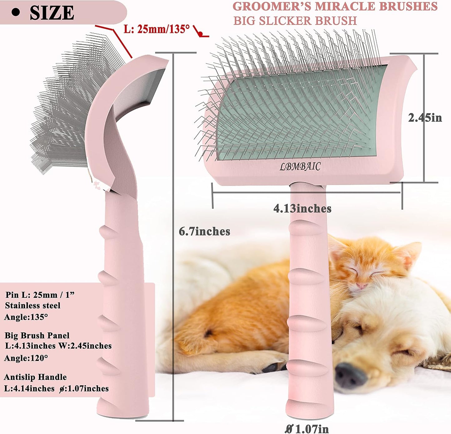 Super Dense Soft Slicker Brush for Thick and Long Fur Dogs - Grooming Brush for Fluff, Shedding, Tangles on Goldendoodles - 25mm (1")