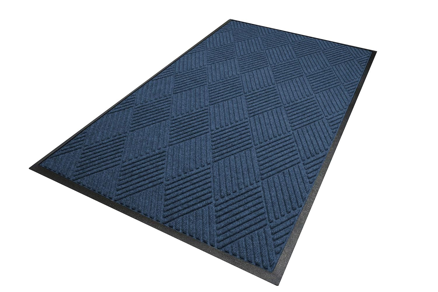 WaterHog Diamond | Commercial-Grade Entrance Mat with Rubber Border – Indoor/Outdoor, Quick Drying, Stain Resistant Door Mat (Navy, 3' x 10')