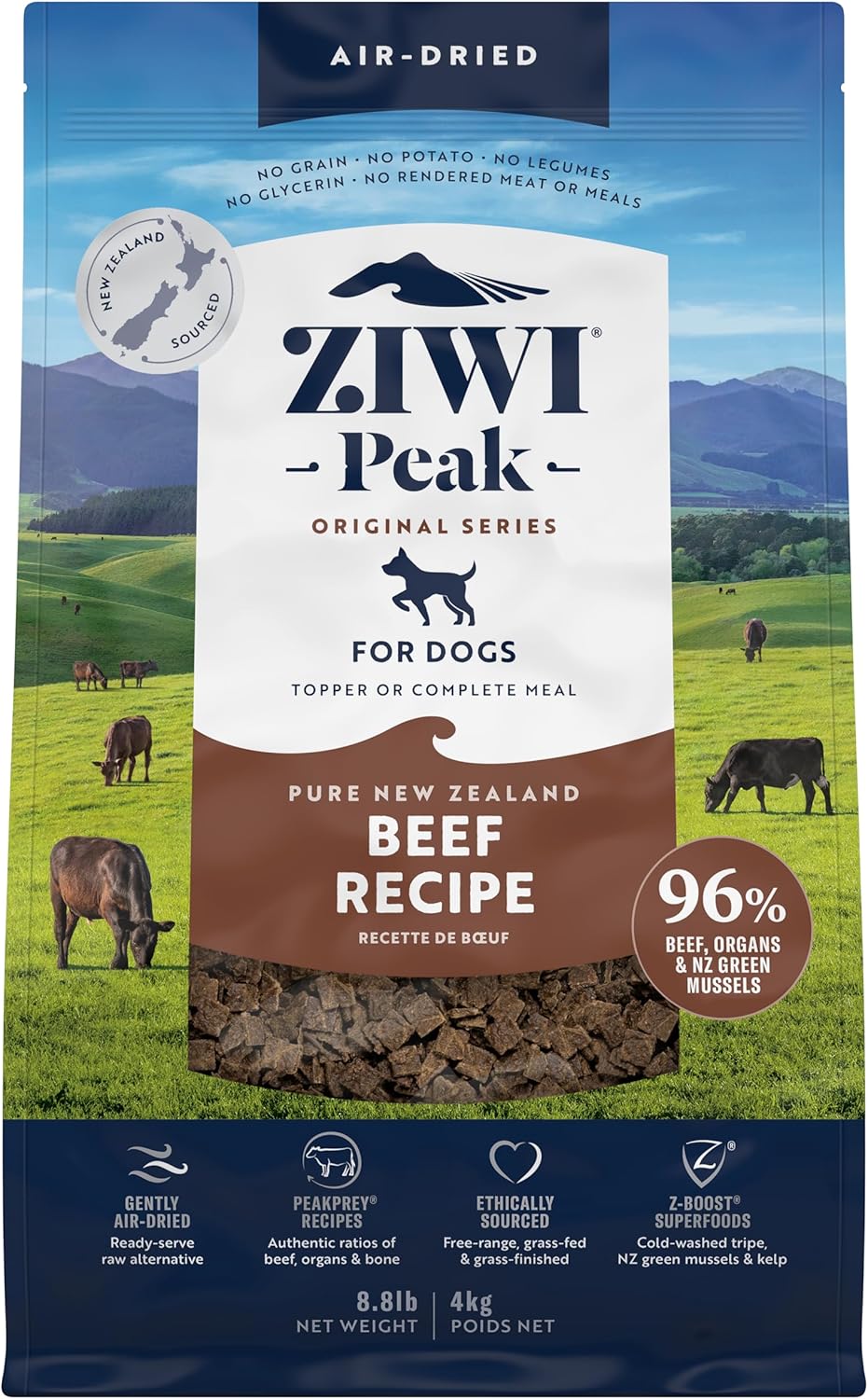 ZIWI Peak Air-Dried Dog Food – Beef - All Natural, High Protein, Grain Free, Limited Ingredient w/ Superfoods (140.8oz)