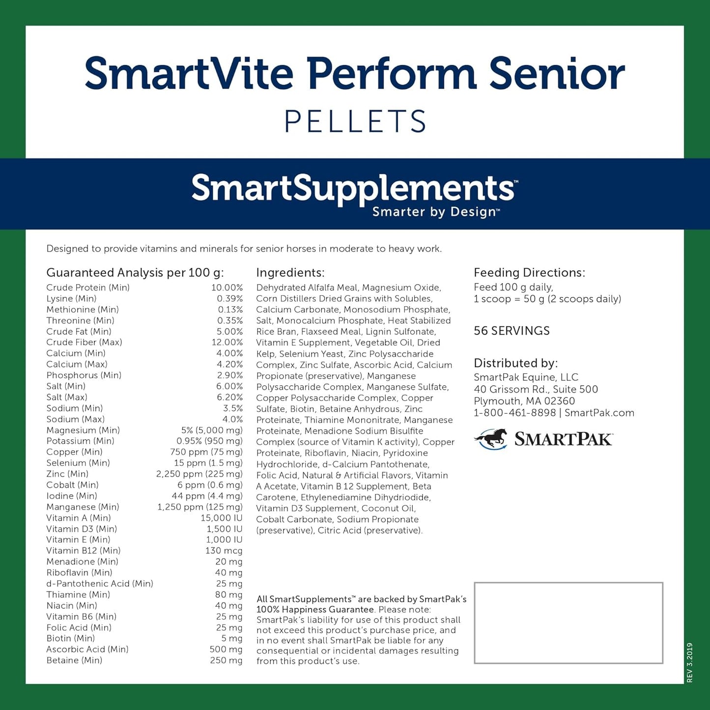 SmartVite Perform Senior Pellets | Vitamin E, Magnesium Supplement for Senior Horses | Includes Vitamin C, B Complex, Manganese, Biotin and More | 56 Servings | 12.5 lb Bucket