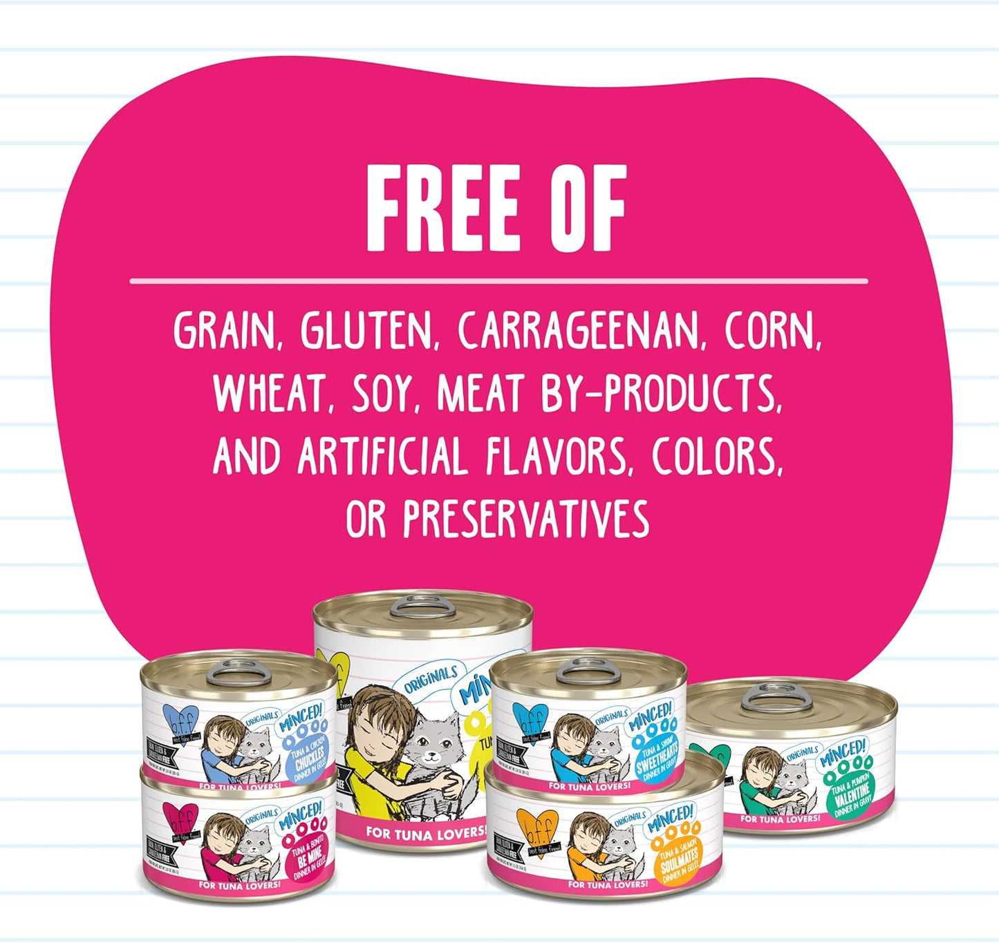 Weruva BFF Minced Natural Wet Cat Food, Tuna and Chicken Chuckles in Gelee, 3oz Can, Pack of 24