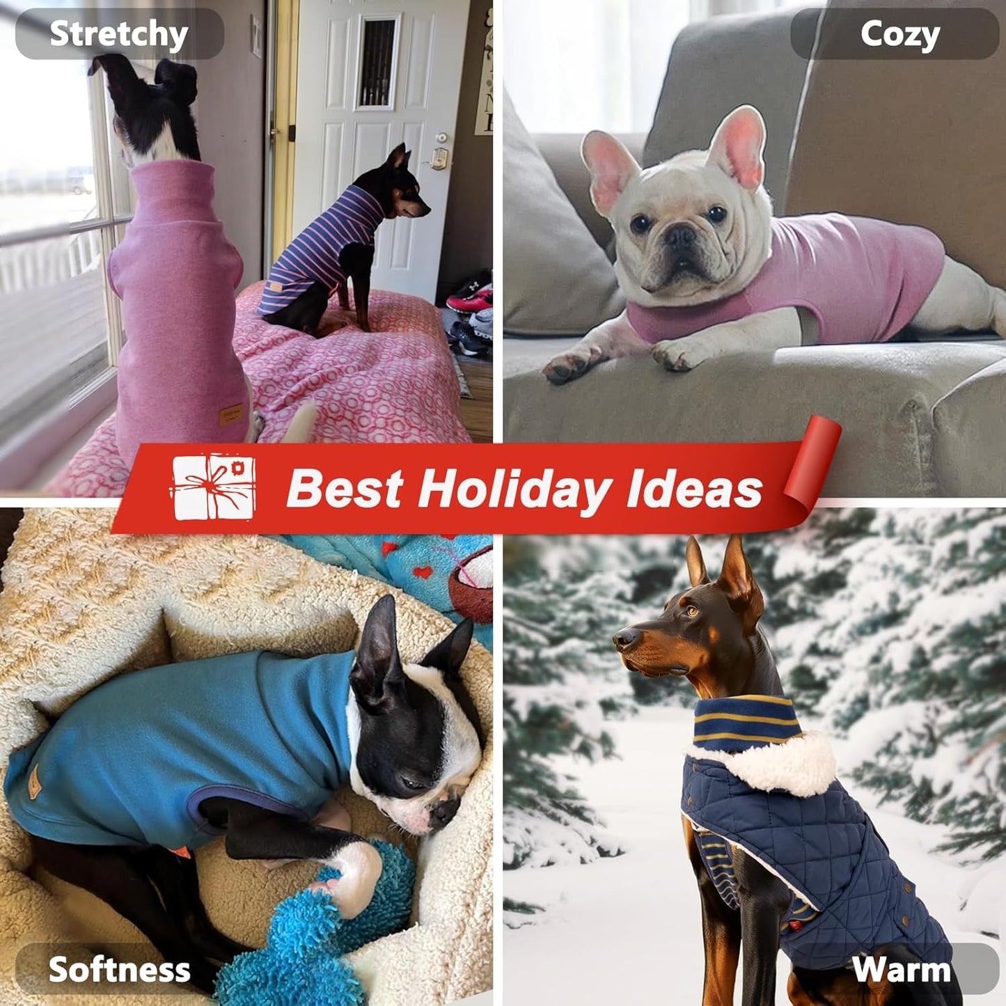 KYEESE 2Pack Dog Sweater Pullover Dog Sweaters for Small Dogs Girl Soft Dogs Clothes Stretchy Pet Sweatshirt Warm Dachshund Clothes Small Pets Sweaters Turtleneck Pet Coats