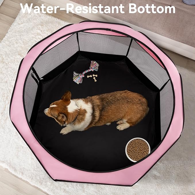 A 4 Pet Portable Cat Play Pen for Cats, 27" Foldable Kitten Playpen for Puppy/Cat/Rabbit/Chick, with Removable Zipper Top & Mesh Panel(11”W × 7.5”H)