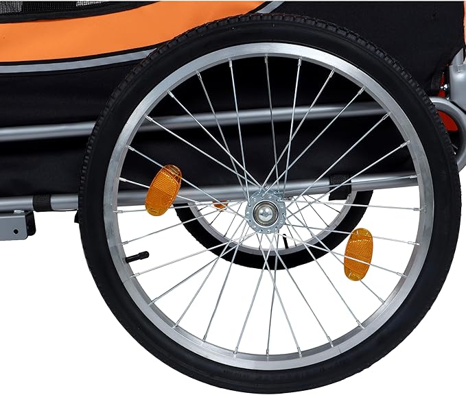 Blue-Grey Large Folding Bike Trailer for Dogs – Heavy-Duty Steel Frame, 66LB Capacity Pet Carrier for All-Terrain Cycling, Jogging & Camping Adventures!