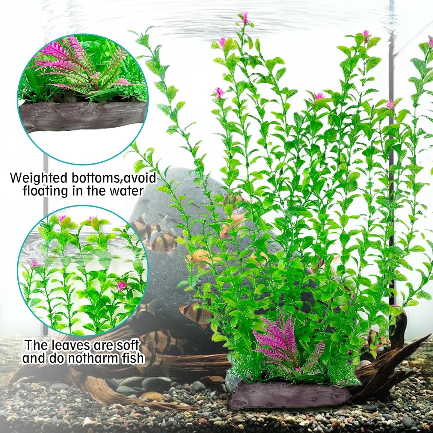Hamiledyi Aquarium Plastic Plants Aquarium Decor Artificial Fish Tank Plants,Tall Fish Tank Decorations, Extra Large Aquarium Plant 20.4-inch Tall,1PCS