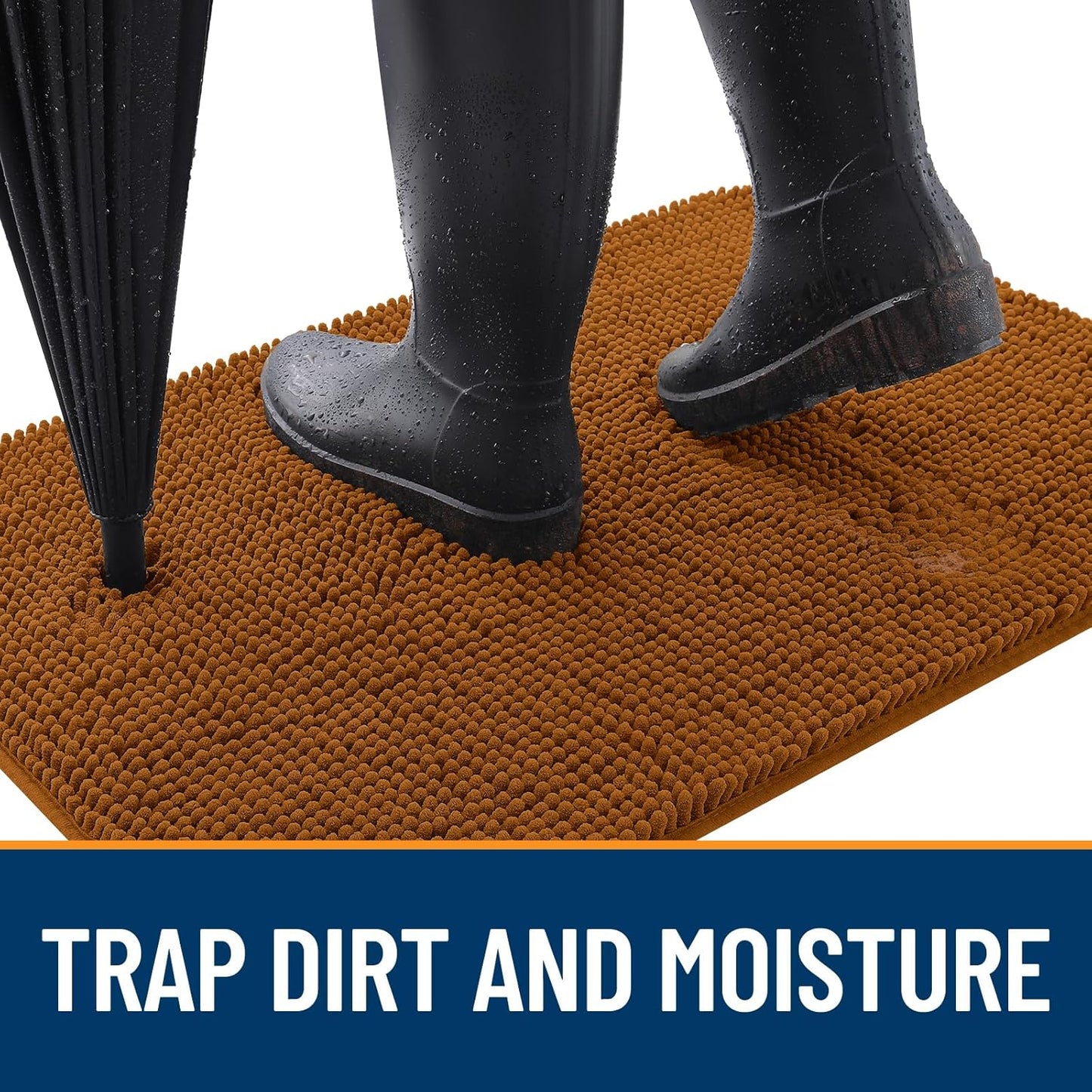 OLANLY Dog Door Mat for Muddy Paws 24x16, Absorbs Moisture and Dirt, Absorbent Non-Slip Washable Doormat, Quick Dry Chenille Mud Mat for Dogs, Entry Indoor Entryway Carpet for Inside Floor, Ochre