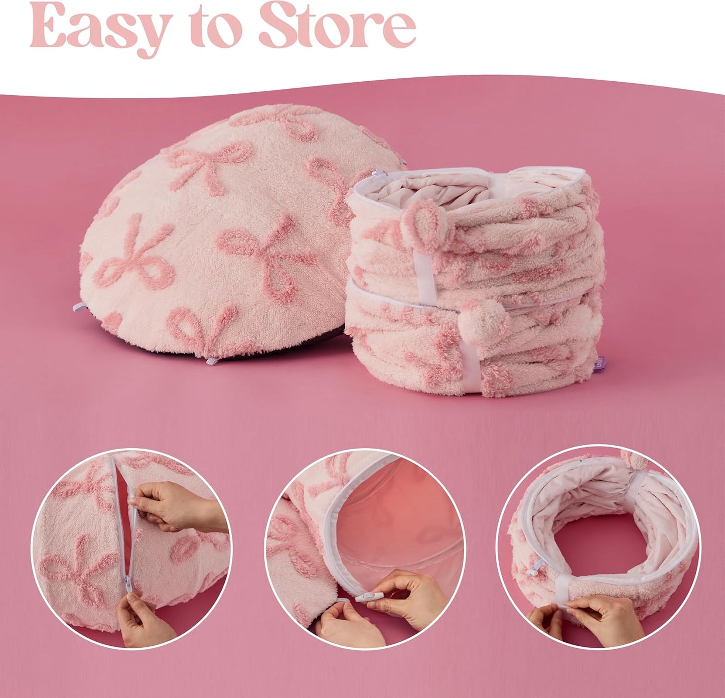 Lesure Cat Tunnel Bed for Indoor Cats - Cute Cat Donut Tunnel Toys with Washable Circle Cushion, Round Pet Peekaboo Cave Toy for Kitten/Puppy/Rabbit, Standard Pink Taffy