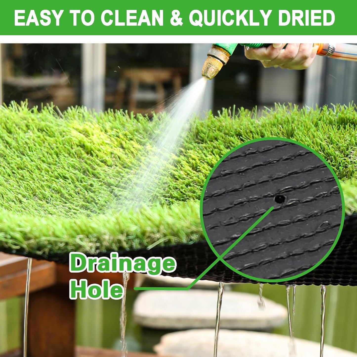 Artificial Grass Turf for Dogs 5 ft x 10 ft,1.38 inch Extra Large Fake Grass Pee Pad for Puppy Potty Training，Faux pet Grass Rug for Indoor/Outdoor Patio,Turf Grass Mat for Dogs Potty.