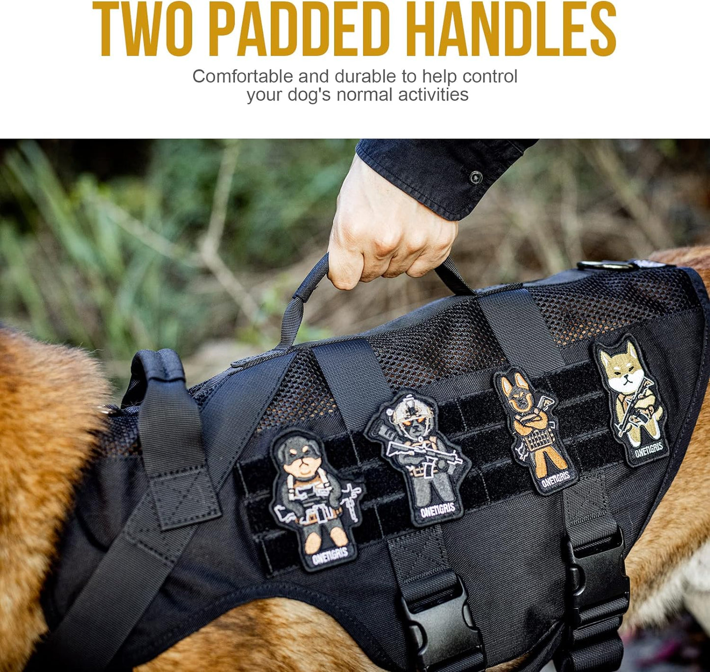 OneTigris No Pull Dog Harness for Small Dog, Mesh Design Breathable Military Dog Molle Vests with Handles, Service Dog Vest Harness for Walking Hiking Training