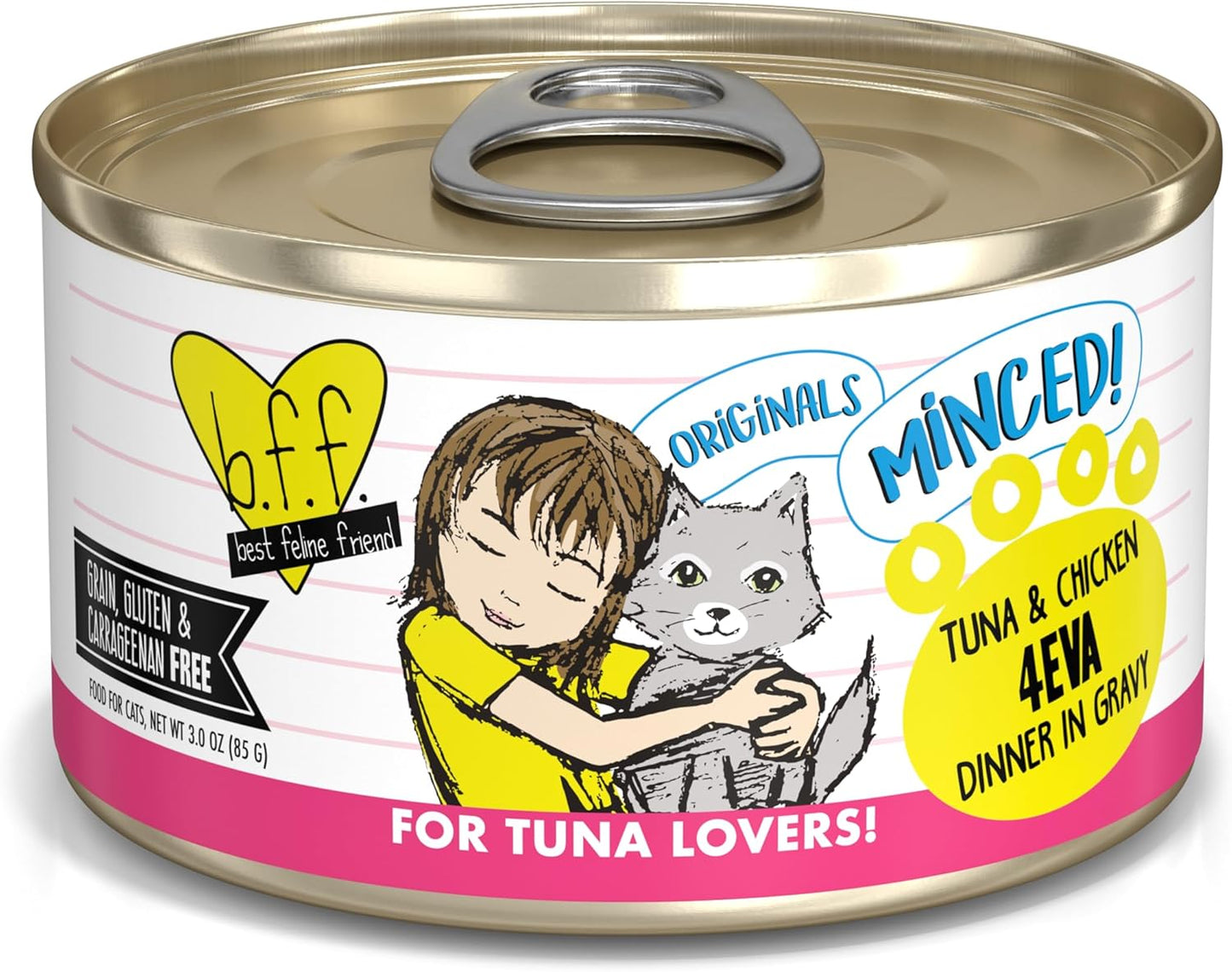 Weruva BFF Minced Natural Wet Cat Food, Tuna and Chicken 4 Eva in Gravy, 3oz Can, Pack of 24