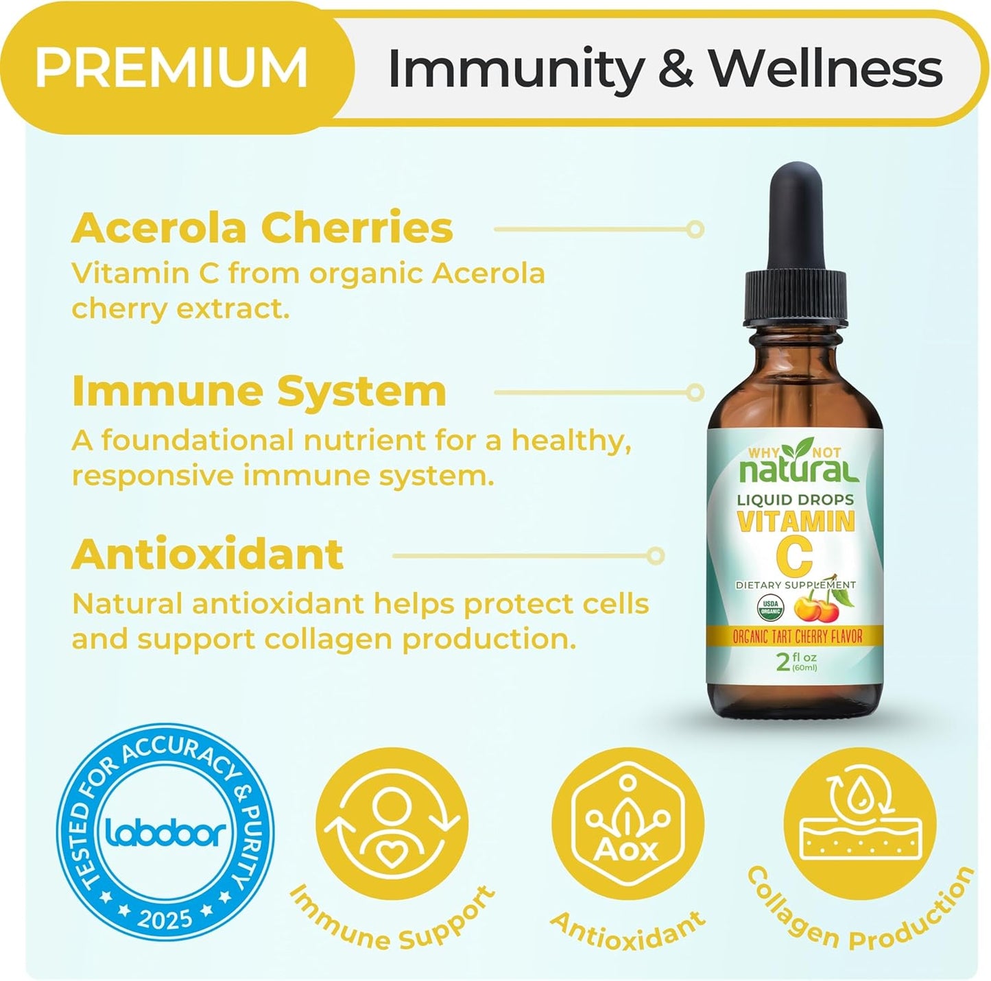 Why Not Natural Organic Liquid Vitamin C Drops Supplement
