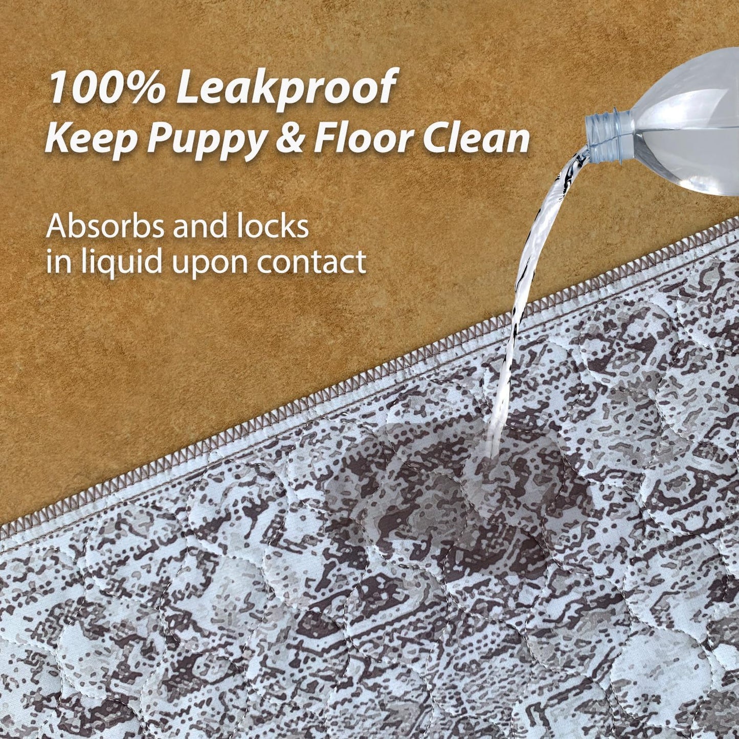 nunubaby 4PACK Washable Pee Pads for Dogs, Stylish, Non-Slip and Leak-Proof Pee Pads. Reusable Potty Pads for Dogs for Crates and Floors.(Brown/Geo, 24" x48")