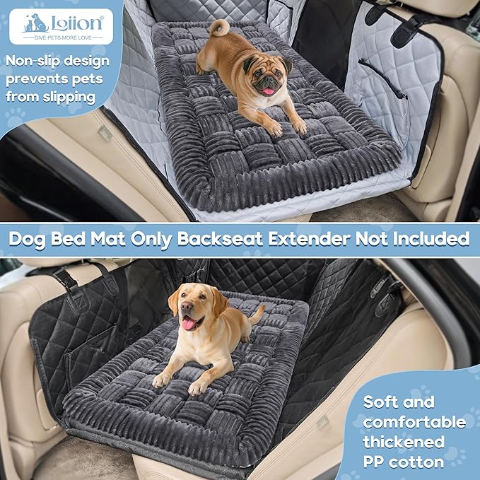 Dog Car Bed Mat, Non-Slip Backseat Extender Pet Blanket, Plaid Dog Bed for Trucks, Sedans & Large SUVs, Chew-Resistant Travel Pad for Dogs, Easy Clean & Scratch-Proof & Comfort（56"x28.7" Gray