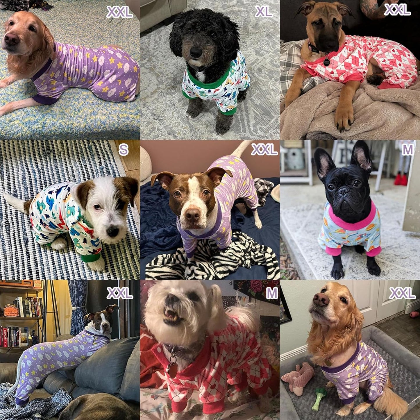 BEAUTYZOO Dog Pajamas Large Sized Dog, Summer Doggie Pajamas for Boy Girl, Soft Strechy Cotton Puppy Pjs Jammies Onesies for Men Women, Pet Jumpsuit Body Suit Cat Apparel Clothes, Purple XL