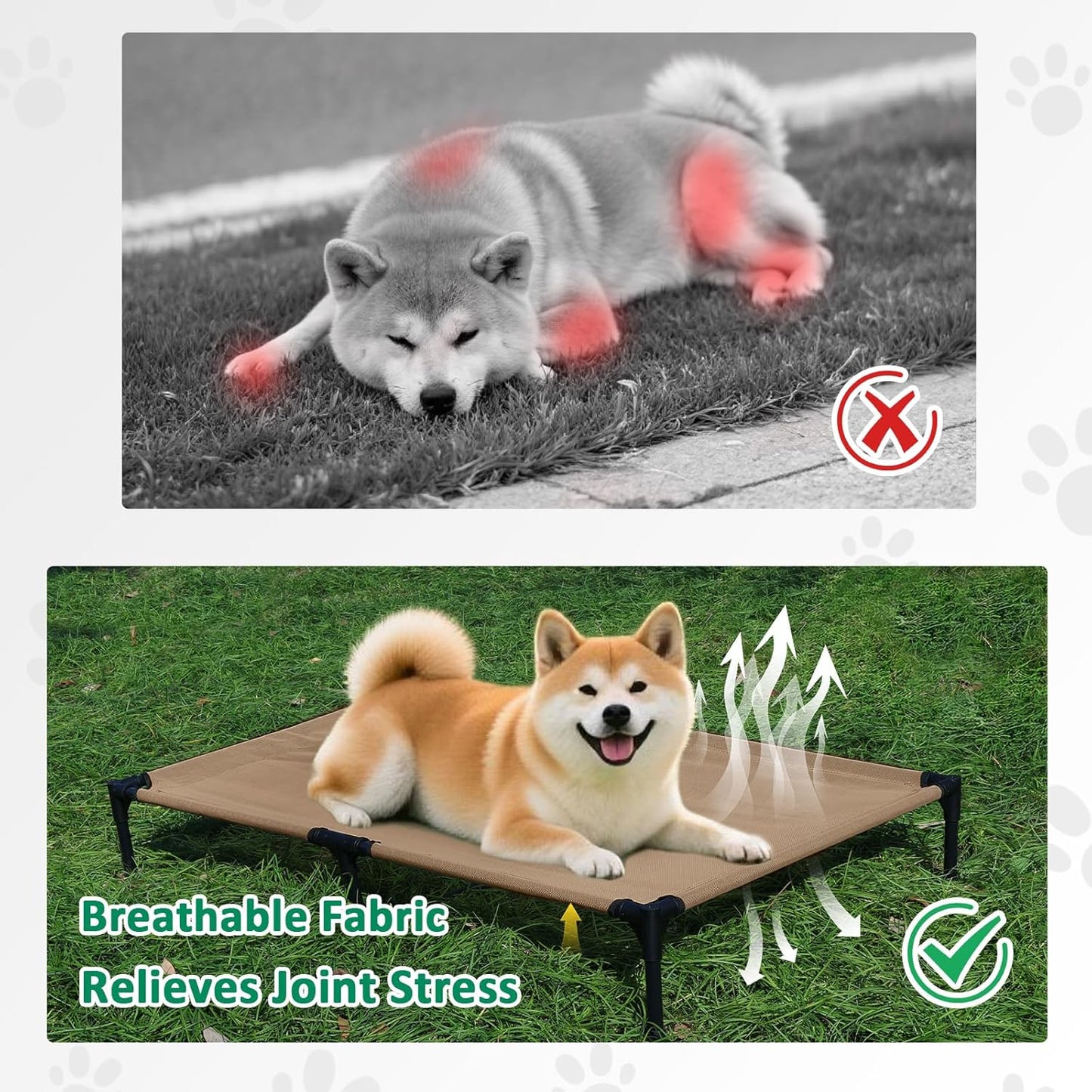 Elevated Dog Beds Medium Sized Dogs, Raised Dog Bed Outdoor, Cooling Pet Cot Bed Frame with Breathable Mesh & Non Slip Feet, Lifted Pet Hammock Bed (M, Brown)