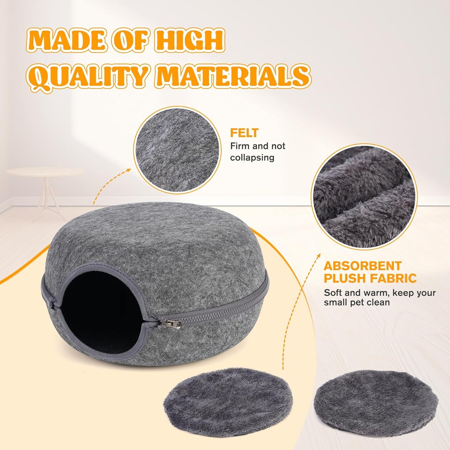 Guinea Pig Hideout, Double Function Guinea Pig Bed with 2 Soft Cushions, Small Animal Cage Accessories for Guinea Pigs, Hamsters, Hedgehogs, and Ferrets