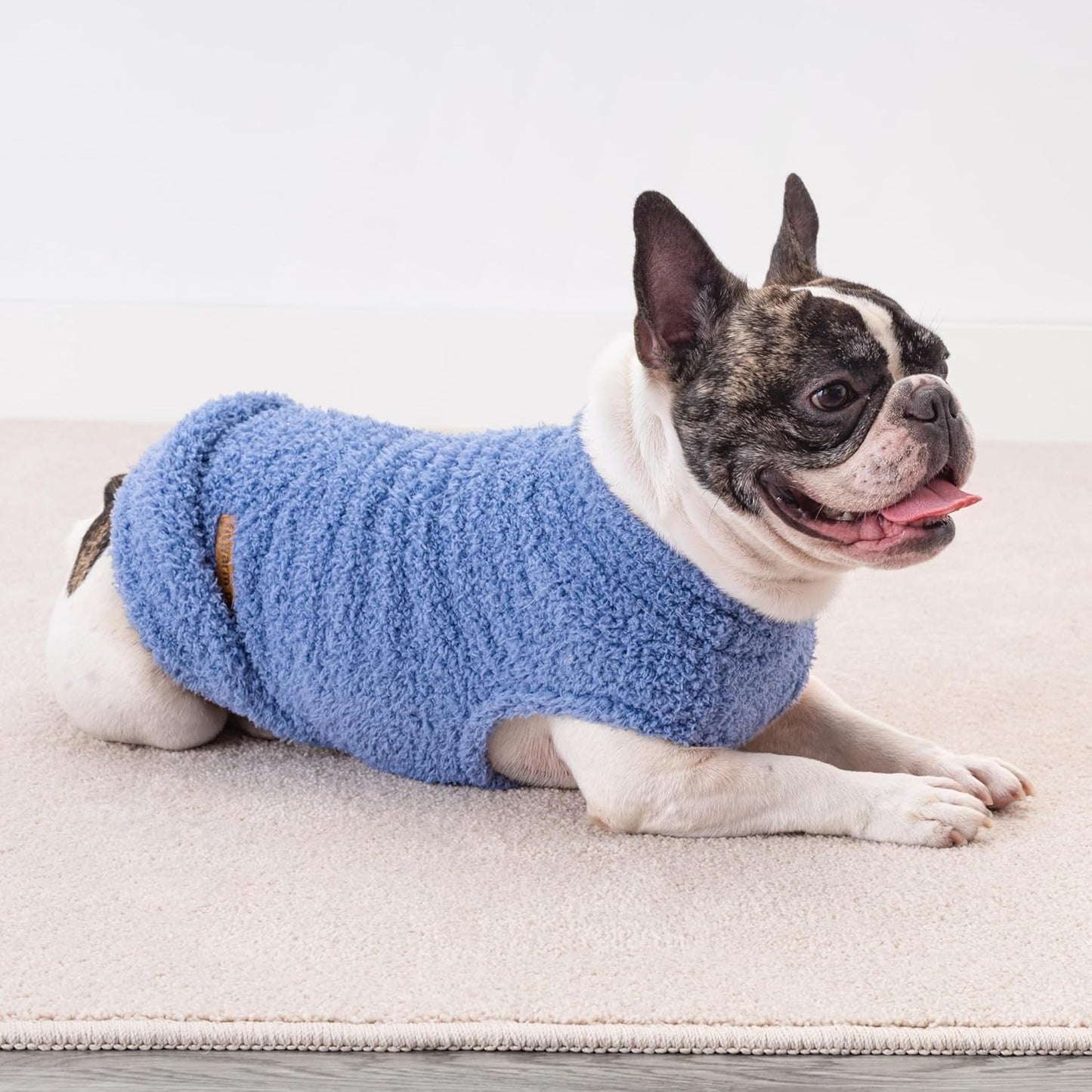 Fitwarm 2 Pack Striped Fleece Dog Sweater, Warm Winter Clothes for Small Dogs Boy Girl, Fuzzy Pet Outfit, Sky Blue, Olive Green, XXL