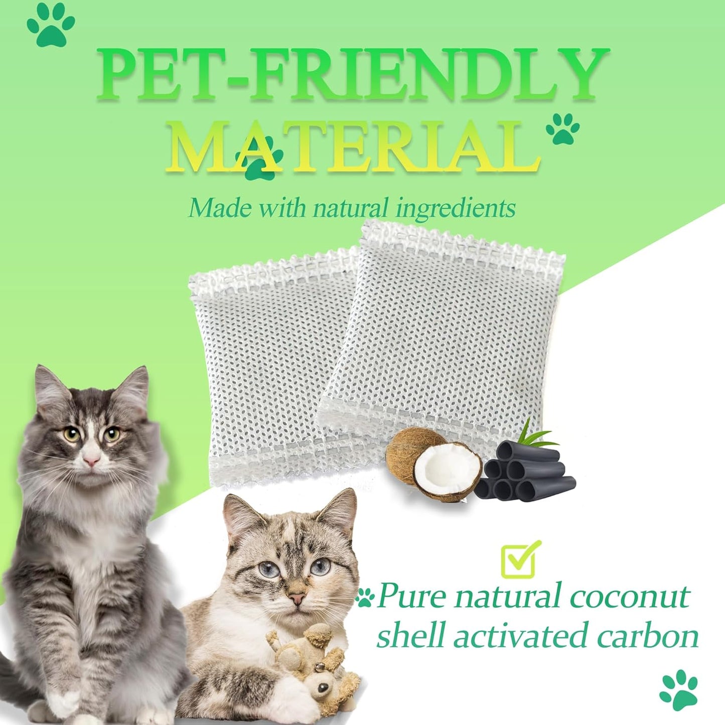 12 Pack Odor Eliminator for PuraMax Self-Cleaning Cat Litter Box, Natural Activated Charcoal Filters Refills, Cat Toilet Odor Control Replacement for Automatic Litter Box