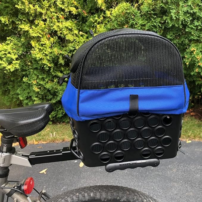 BiKASE Durable Dog Bike Basket & Carrier, Rear Mount Pet Basket for Bikes with Super Comfort Mat and Cover, Ideal for Small Dogs and Cats up to 12 lbs