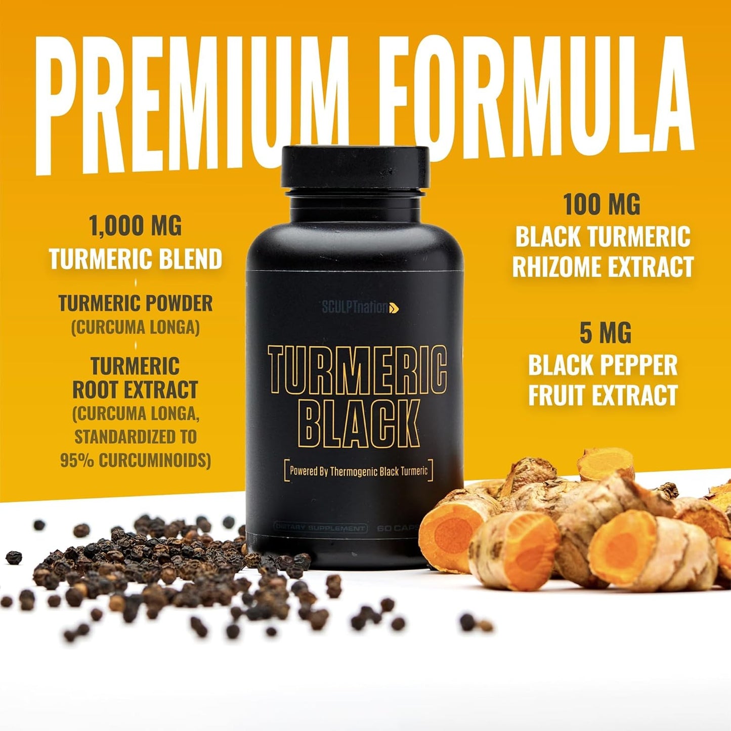 Sculpt Nation by V Shred Powerful Turmeric Supplement - Turmeric Curcumin with Black Pepper & Patented Ingredients for Joint Health - 60-Day Supply