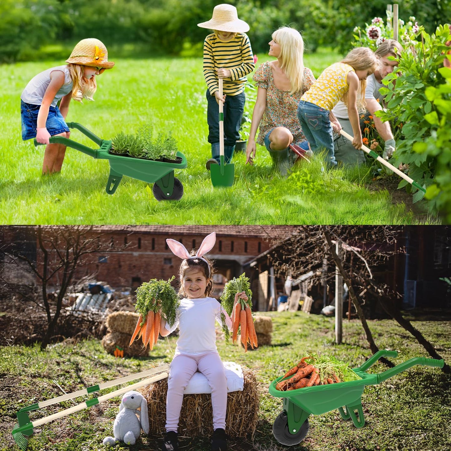 Kids Gardening Tools Outdoor Toys Set Backyard Play with Wheelbarrow Educational STEM Learning Pretend Toys Outdoor Indoor for Toddlers Kids Boys Girls