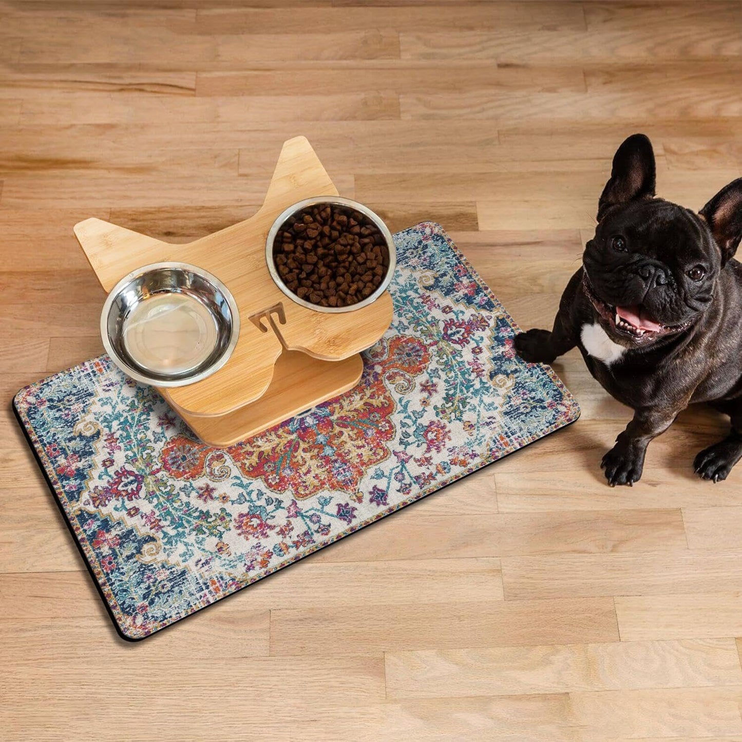 Pet Feeding Mat for Floors Waterproof Dog Mat for Food and Water Absorbent Quick Dry Non Slip mat for Cat Bowls