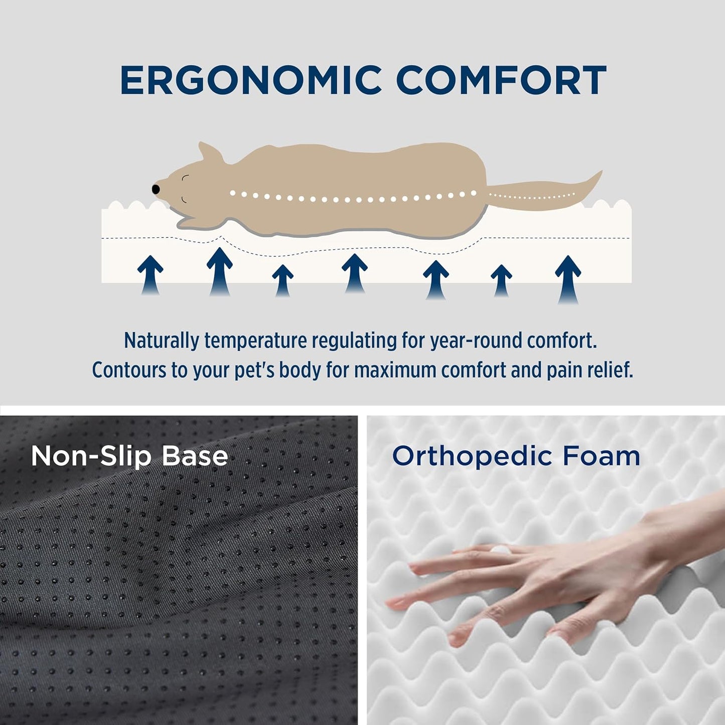 Bedsure Self Warming Dog Beds Large Sized Dog - Extra-Large Orthopedic Waterproof Puppy Bed with Removable Washable Cover, Egg Crate Foam Pet Mat, Suitable for Pet Up to 100 lbs