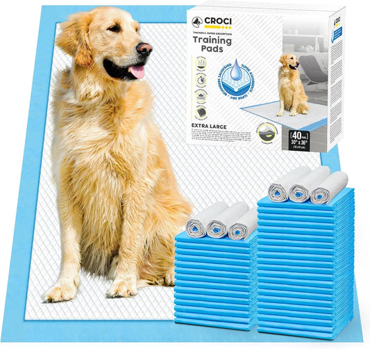CROCI Puppy Pads 30x36in with Adhesive Tabs, Dog Pads Extra Large Super Absorbent Up to 8 Cups, Disposable (40 Counts)
