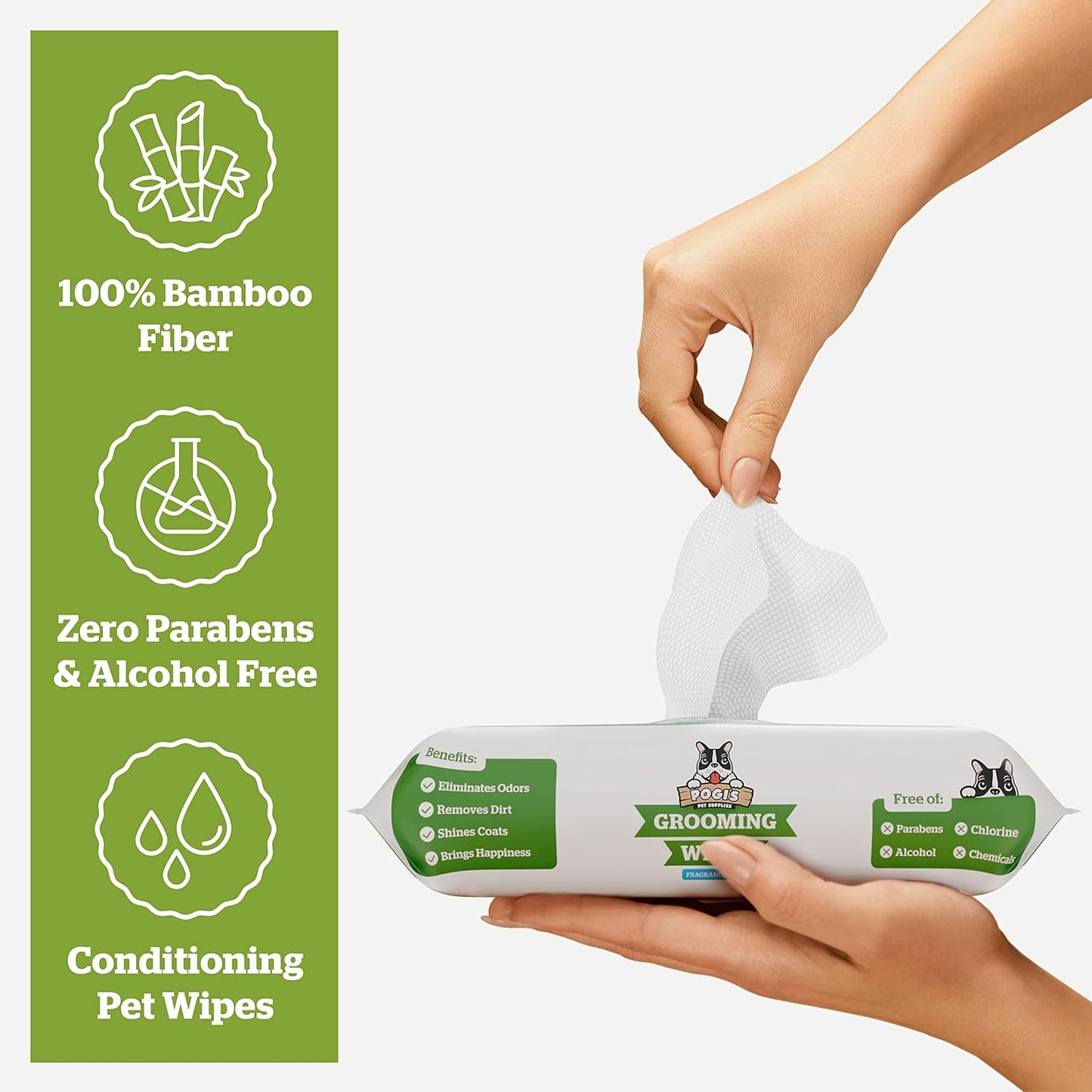 Pogi’s Dog Grooming Wipes – Hypoallergenic Pet Wipes for Paws, Body & Butt – Cleaning & Hydrating, Fragrance Free, 400-Count